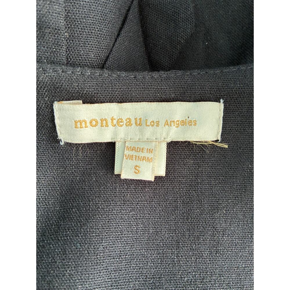 Monteau Black Sleeveless Button Front Dress Flirty Skirt Bottom 90's Size S - Picture 10 of 11
